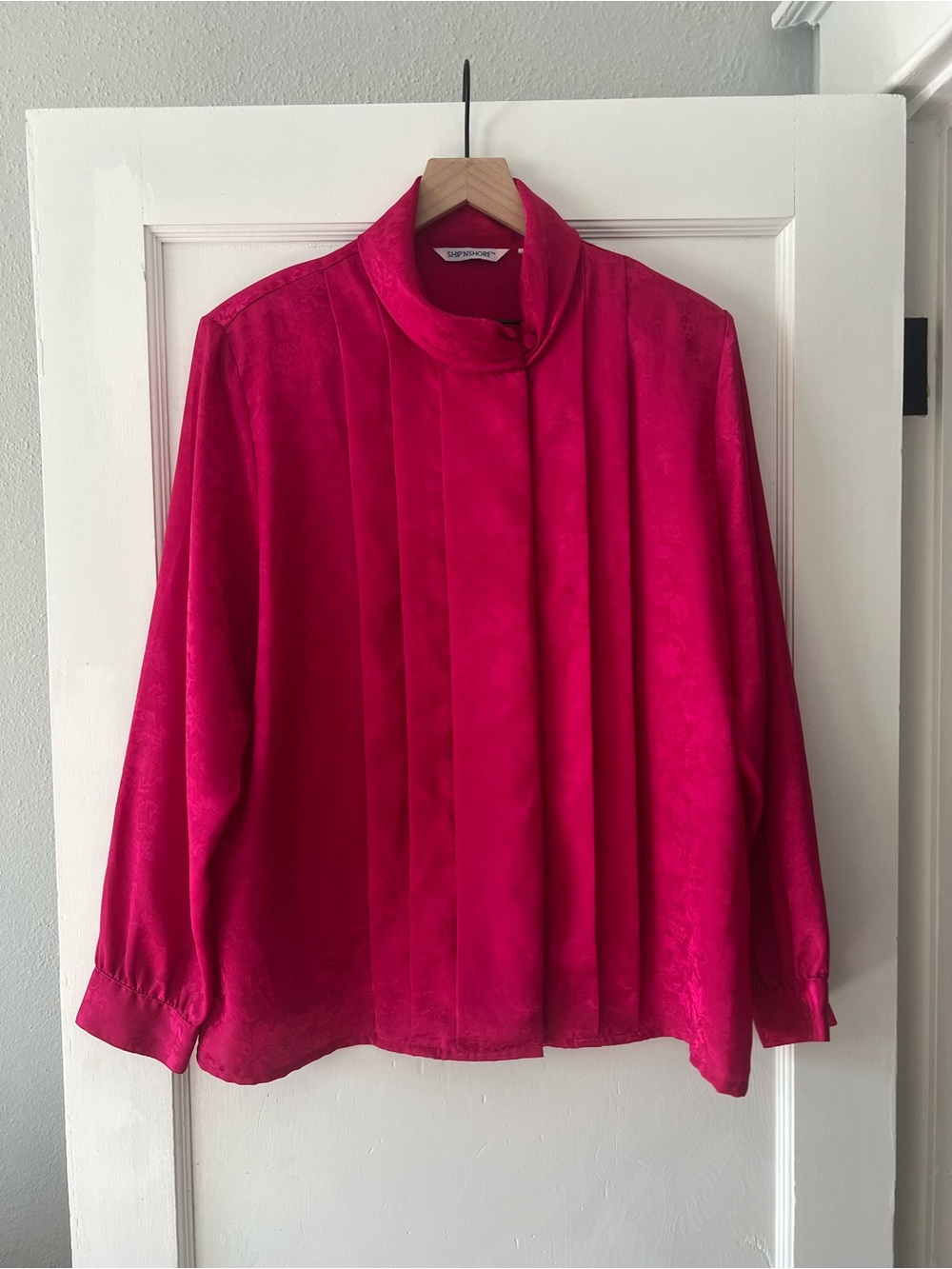 Vintage Pink Pleated Collar Blouse